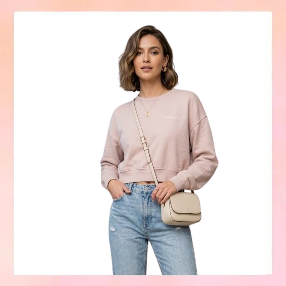 H&M Divided Conscious Pink Cropped Sweatshirt Size Medium